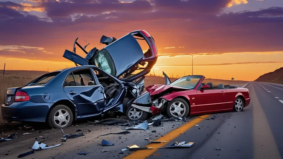 صورة توضيحية لأضرار متعددة في سيارات تعرضت لحادث